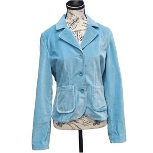 Sundance Velvet Blazer Jacket Womens 2‎ Blue Satin Cuff Career Office Siren Prep